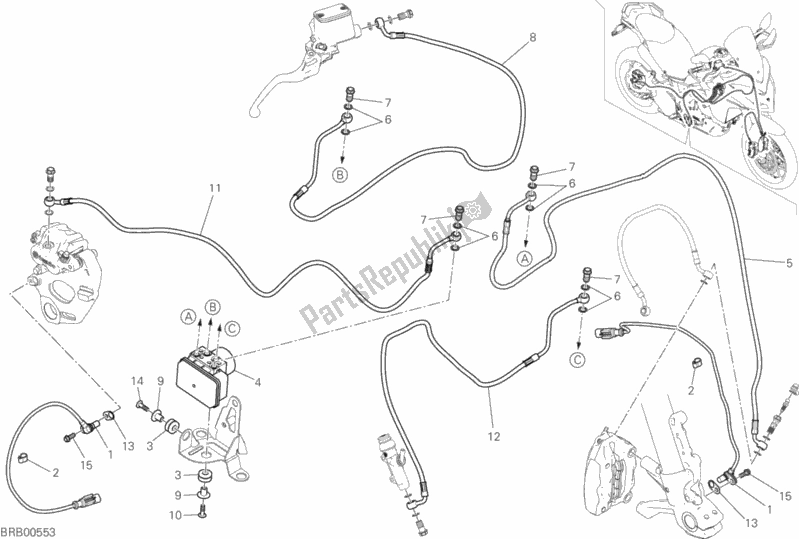 All parts for the Braking System Abs of the Ducati Multistrada 950 Touring Thailand 2017
